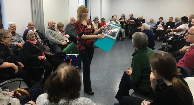 Lisa taking a trip down memory lane at the Dementia Club