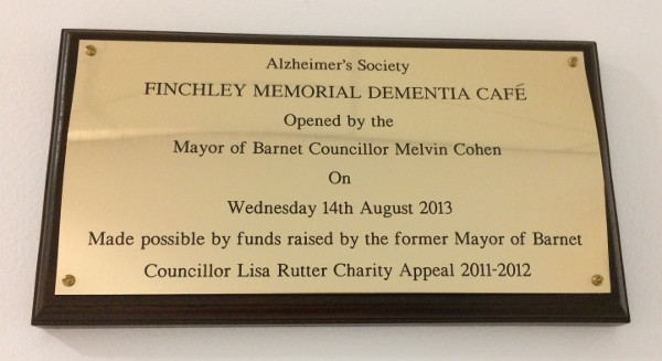 Plaque outside room at Finchley Memorial Hospital where Dementia Club UK hold sessions Plaque outside room at Finchley Memorial Hospital where Dementia Club UK hold sessions