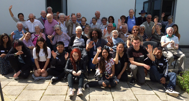 Group photo of Dementia Club UK and the team from NCS with Ancell sitting in the centre Group photo of Dementia Club UK and the team from NCS with Ancell sitting in the centre