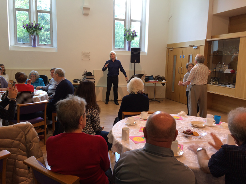 Singing and dancing to James Le Bec at Dementia Club UK
