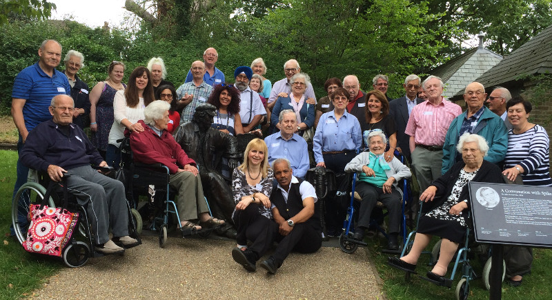 Group photo of members with statue of Spike Milligan at Stephens House Group photo of members with statue of Spike Milligan at Stephens House