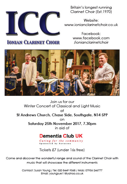 Ionian Clarinet Choir at St Andrews Church, Southgate. Ionian Clarinet Choir at St Andrews Church, Southgate.
