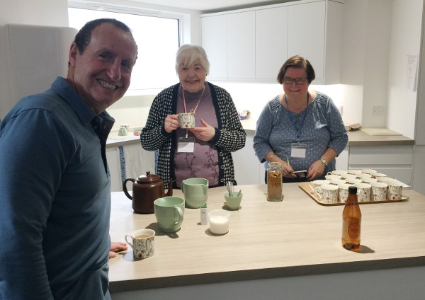 Yoga instructor Richard with volunteers from the church Yoga instructor Richard with volunteers from the church
