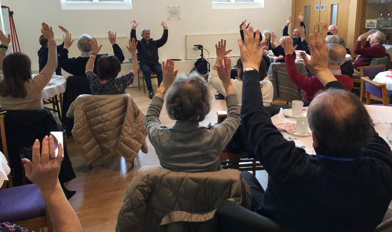 Jeff Borsack doing some gentle seated chair exercises Jeff Borsack doing some gentle seated chair exercises