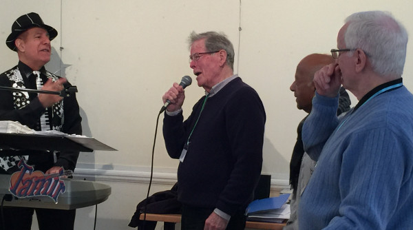 James leading the singing James leading the singing