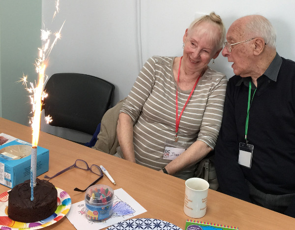 Joan and her birthday cake Joan and her birthday cake