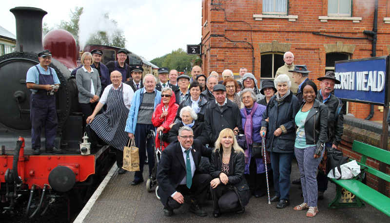 Members of Dementia Club UK with volunteers of the Epping Ongar Railway Members of Dementia Club UK with volunteers of the Epping Ongar Railway