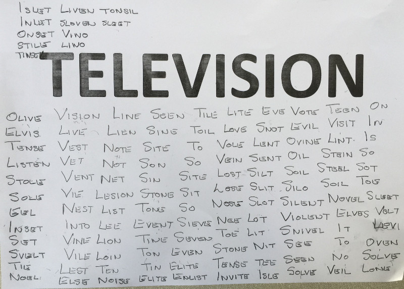 Fantastic amount of words from one word - 'Television' Fantastic amount of words from one word - 'Television'